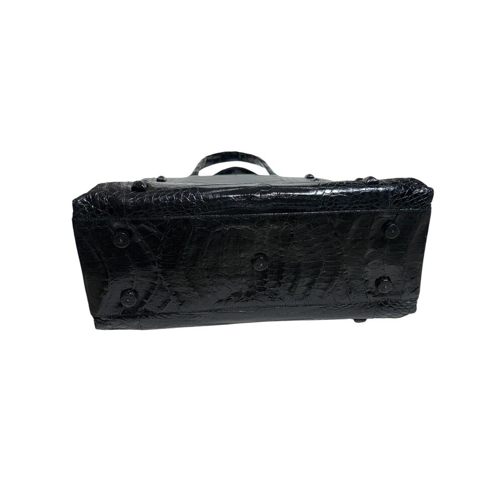 Nancy Gonzalez Black Crocodile Top Handle Bag With Studs + Shoulder Strap - Picture 3 of 11
